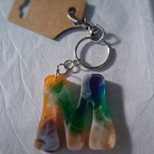 Resin Letter 'M' Keychain - Multicolor